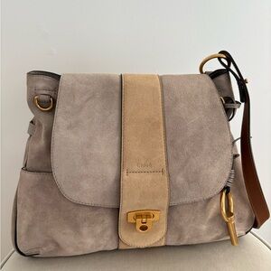 Chloe Lexa Crossbody Medium Bag Beige Suede